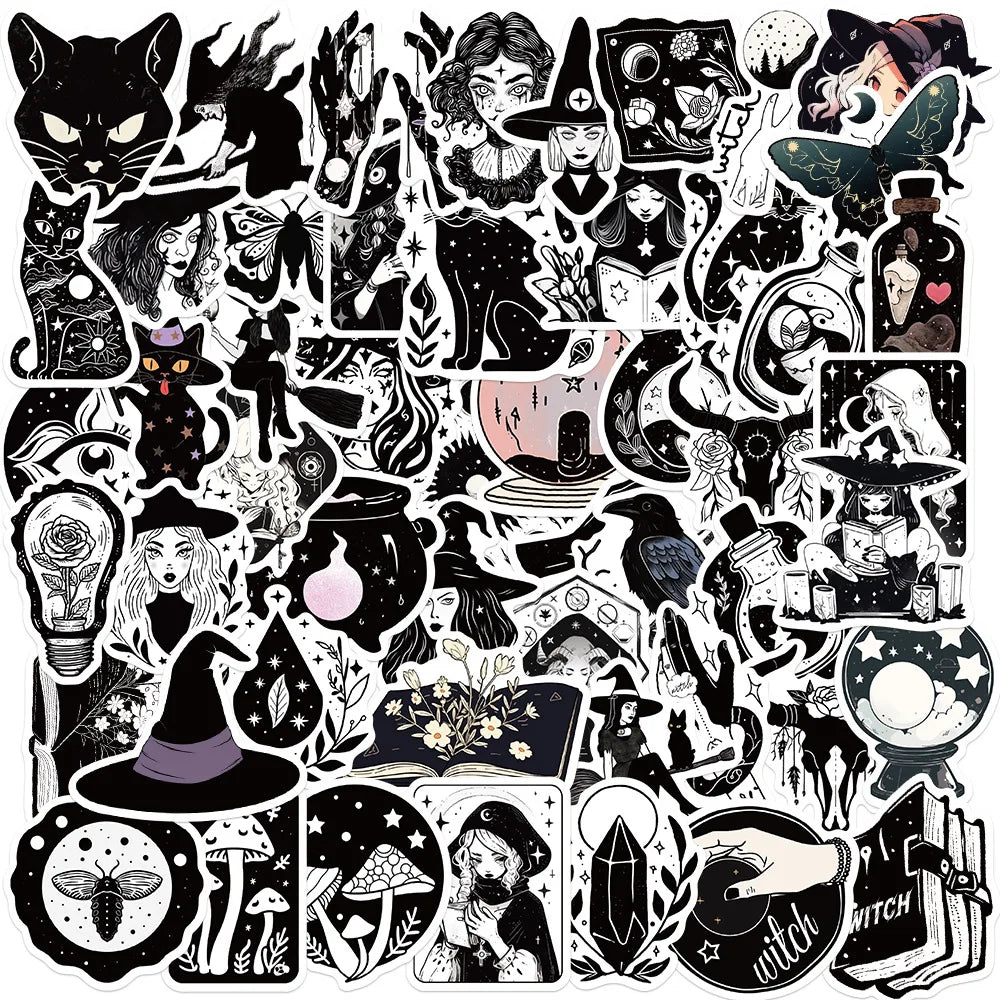 Magic Witch Cartoon Stickers for Phone Laptop Luggage Skateboard - 10/30/50PCS (Online Order Only)