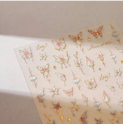 Butterfly Peach Blossom Flowers Lantern Star Tassel Pendant Gold Hot Stamping Self Adhesive Nail Art Stickers Manicure Decals (ONLINE ORDER ONLY)