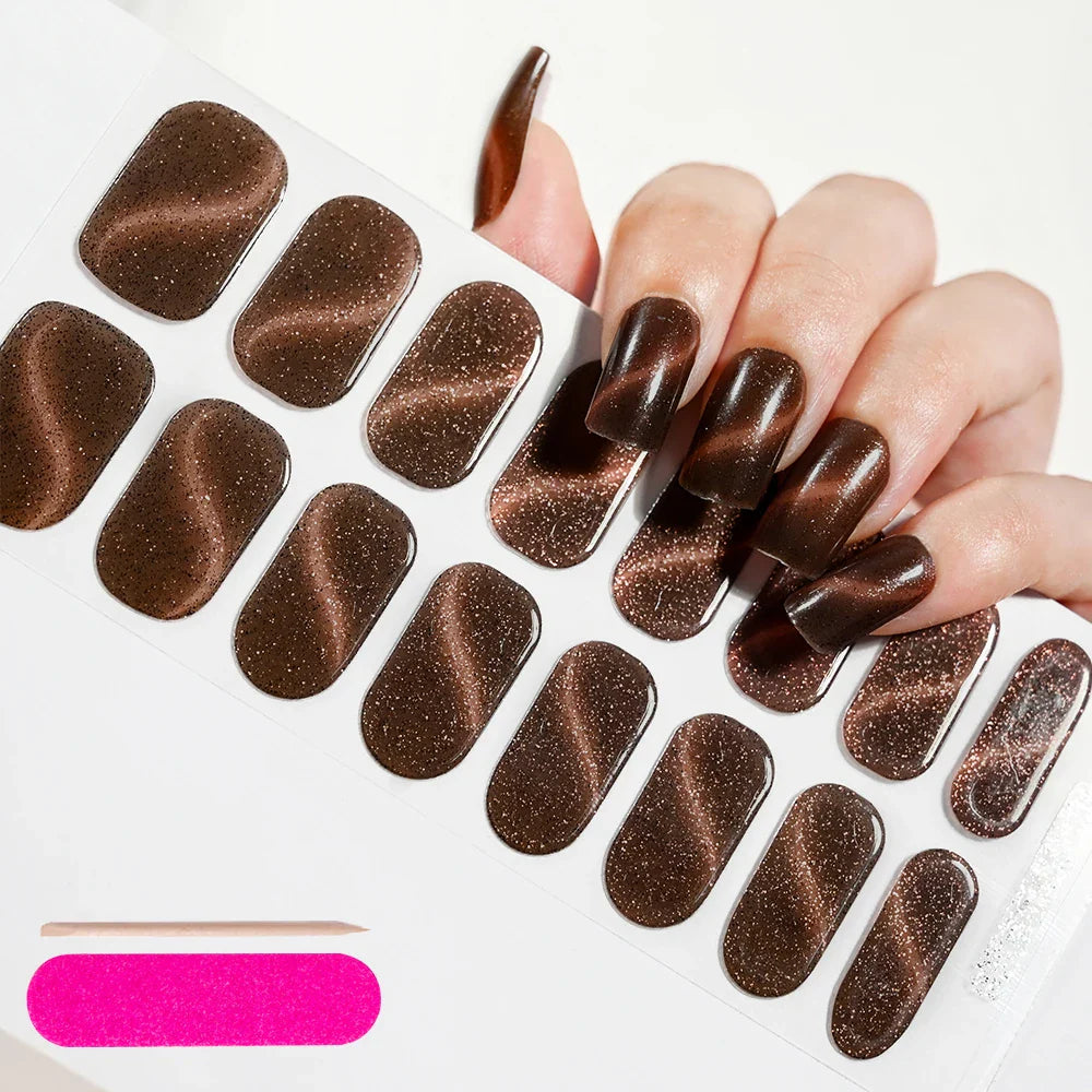 Nude Pink French Semi-Cured Gel Nail Patch Slider Adhesive Waterproof Long Lasting Full Cover Gel Nail Sticker UV Lamp Needed *^ (ONLINE ORDER ONLY)