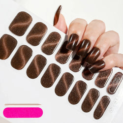 Nude Pink French Semi-Cured Gel Nail Patch Slider Adhesive Waterproof Long Lasting Full Cover Gel Nail Sticker UV Lamp Needed *^ (ONLINE ORDER ONLY)