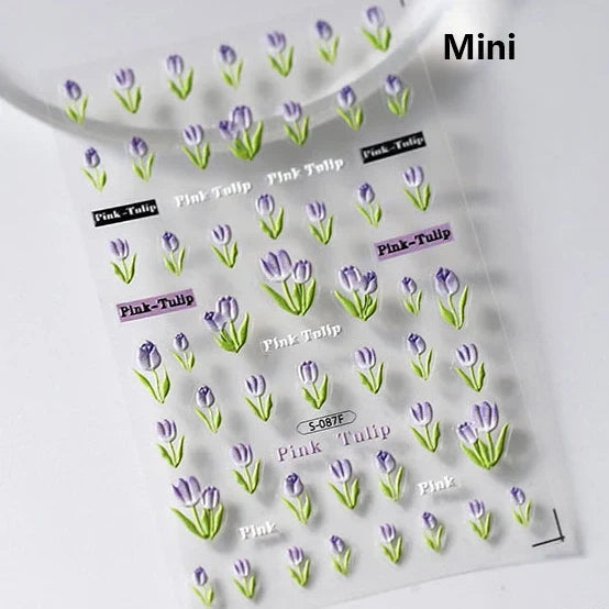 Brown Blue White Hand Drawn Sketch Plants Leaves Bowknot Butterfly Flowers Adhesive Nail Art Decoration Stickers Manicure Decals (Online Order Only)