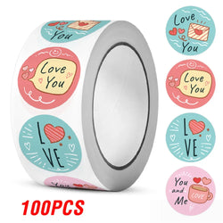 100-500pcs  New Cartoon I LOVE YOU Love Valentine Day Sticker Wedding Gift Packaging Labels Love Scrapbooking Diy Label Stickers (ONLINE ORDER ONLY)