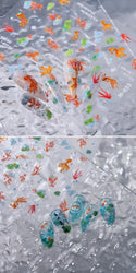 Lotus Leaf Brocaded Carp Koi Playing Goldfish Cavort Ripple Droplet Water Bubbles Self Adhesive Nail Art Stickers Manicure Decal (Online Order Only)
