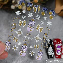 5D Embossed Gingerbread Man Nail Art Sticker Cute Christmas Winter Santa Claus Snowflake Elk Engraved Slider Manicure Decoration (ONLINE ORDER ONLY)