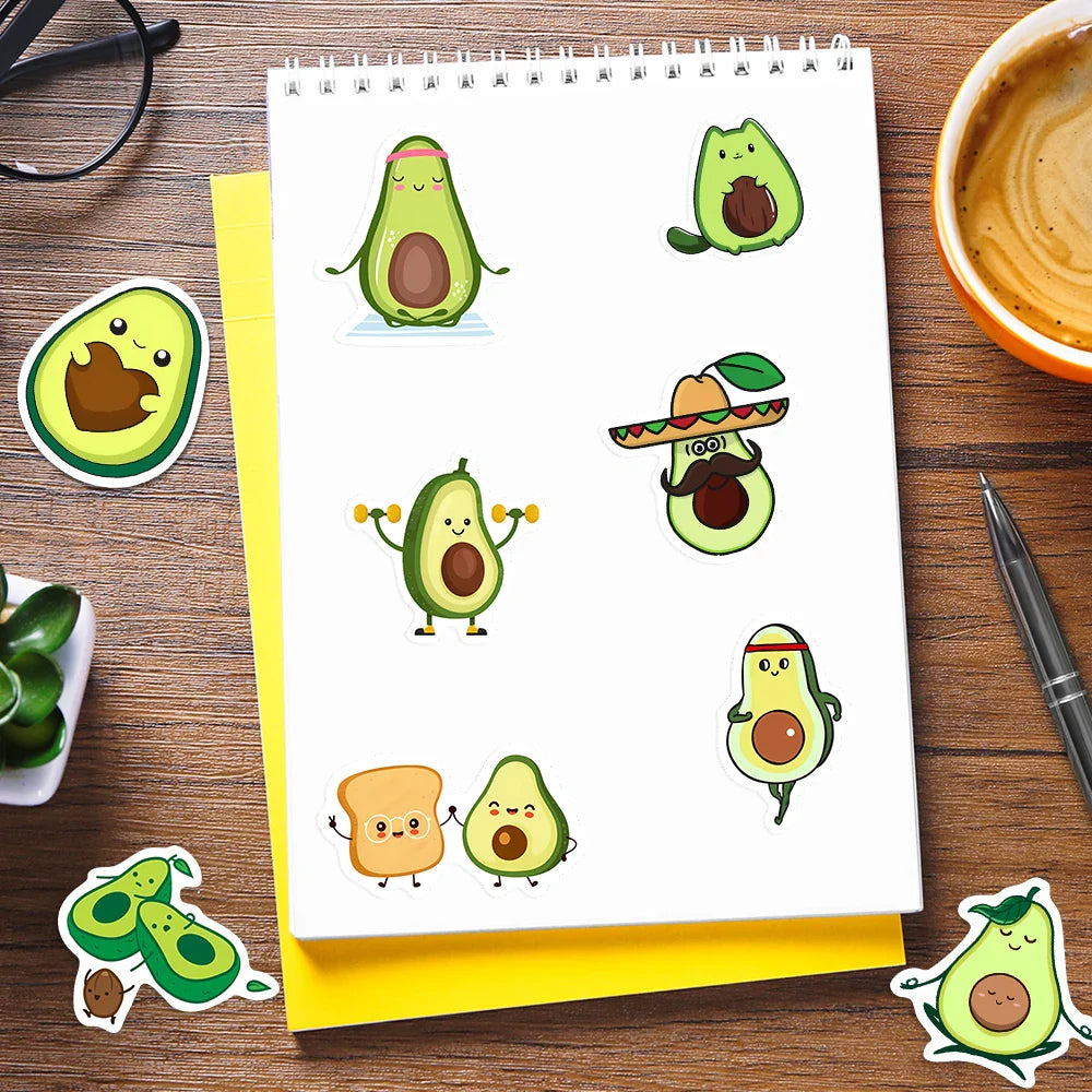 10/25/50PCS Cute Lovely Avocado Stickers Small Self-Adhesive Decals Photo Album Journal Scrapbook Luggage Refrigerator Notebook (ONLINE ORDER ONLY)