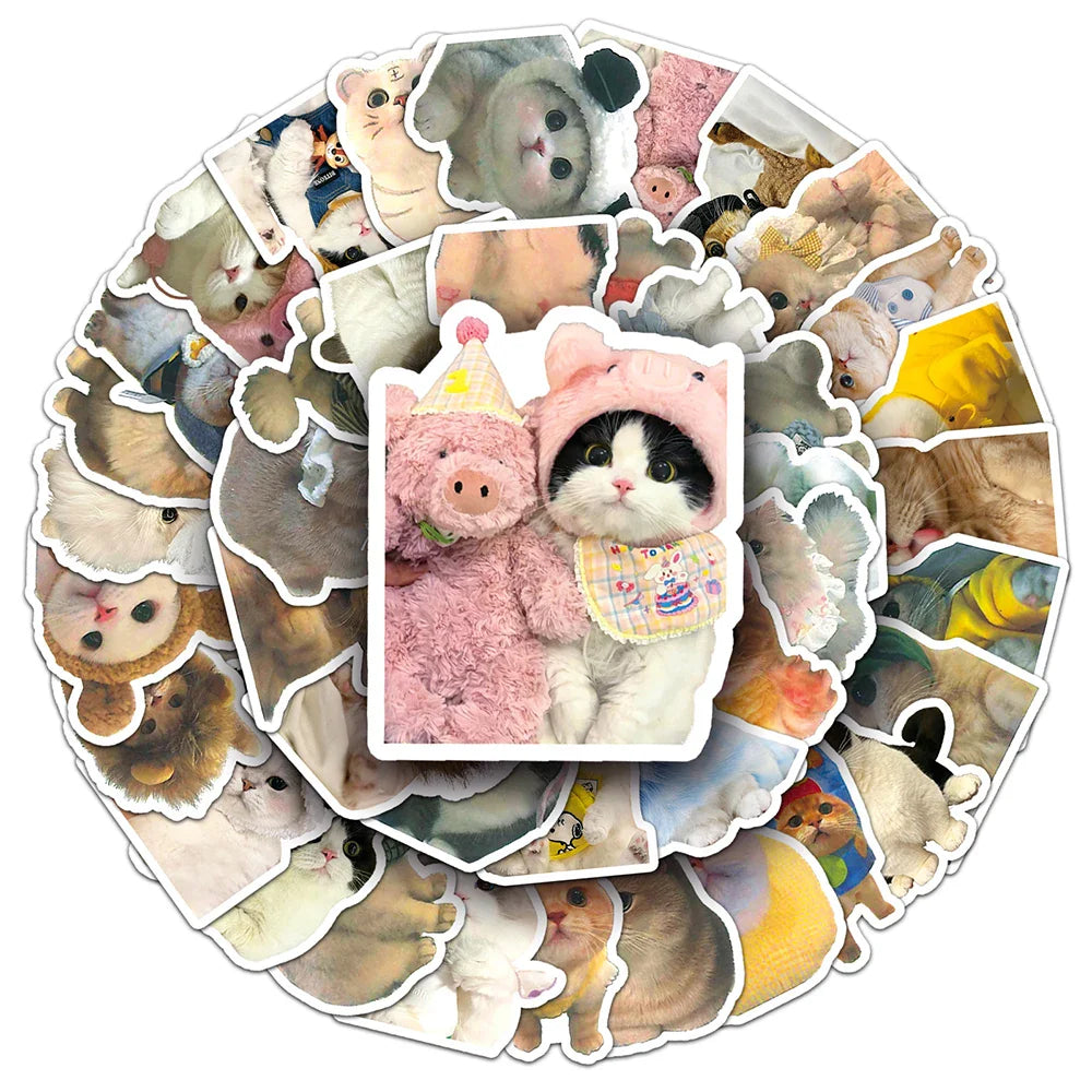 10/30/50/100PCS Kawaii Cats Stickers Cute Kitten Decals Toys DIY Phone Laptop Scrapbook Stationery Fridge Car Funny Meme Sticker (Online Order Only)
