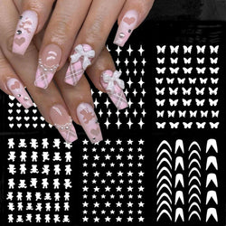 1PC Hollow Airbrush Design Nail Art Hollow Stencils Sticker Love Star Snowflake Butterfly Butterfly French Decal Slider Decors * (Online Order Only)