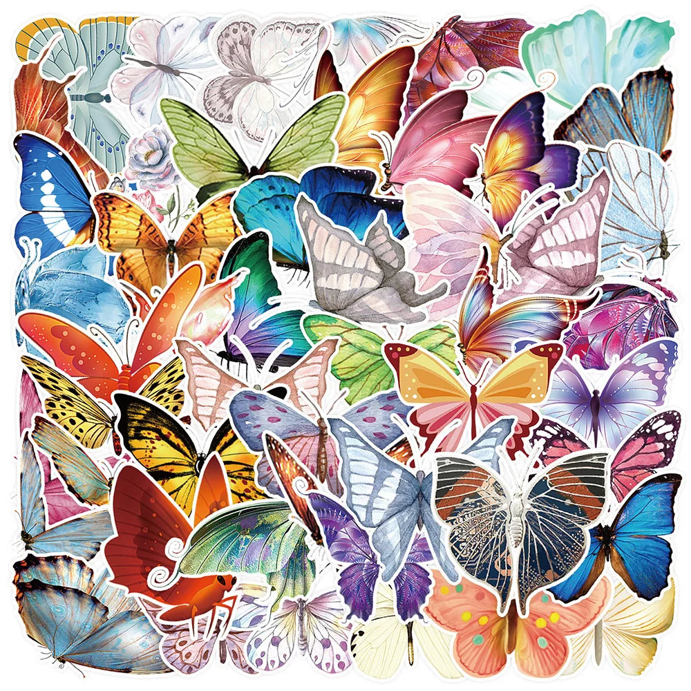 Vintage Butterfly Animal Stickers - Waterproof Decals for Laptop, Car, Phone, Luggage, Fridge (10/30/50pcs) (Online Order Only)