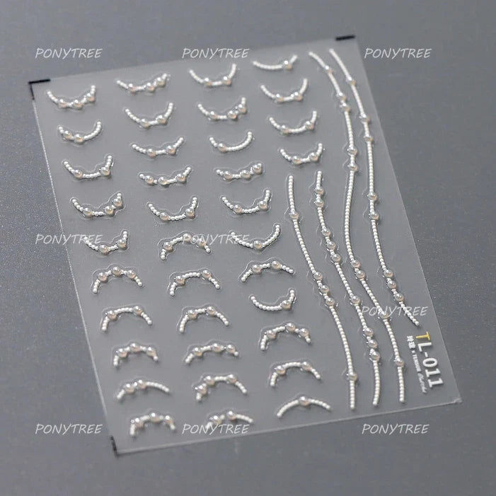 Pink Blue Purple Lovely Line Bowknot Lace Arc Curve Romantic Delicate Cording Embossed Adhesive Nail Art Sticker Manicure Decal (ONLINE ORDER ONLY)