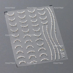 Pink Blue Purple Lovely Line Bowknot Lace Arc Curve Romantic Delicate Cording Embossed Adhesive Nail Art Sticker Manicure Decal (ONLINE ORDER ONLY)