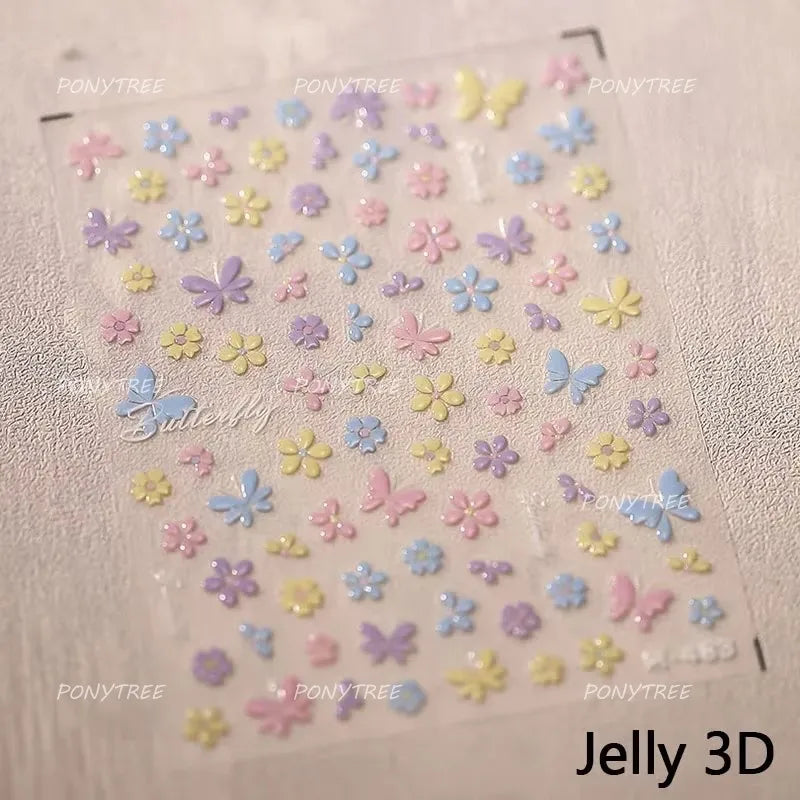 Romantic Cherry Blossom Sakura Flower Petal Leaf Self Adhesive Nail Art Stickers Rhinestone Shiny Flat Petalage Manicure Decals (ONLINE ORDER ONLY)