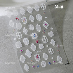 Vigorous Pink Orchid Cymbidium Antique Fragrant Thoroughwort Grass Butterfly Adhesive Nail Art Sticker Plant 3D Manicure Decals (ONLINE ORDER ONLY)
