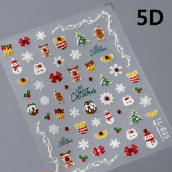 Bronzing Jelly Laser Snowflake Christmas Hot 5D Soft Embossed Relief Self Adhesive Nail Art Decoration Sticker 3D Manicure Decal (ONLINE ORDER ONLY)