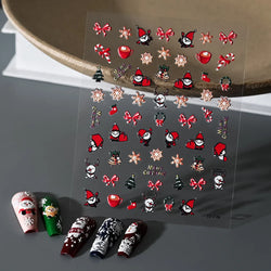 5D Embossed Gingerbread Man Nail Art Sticker Cute Christmas Winter Santa Claus Snowflake Elk Engraved Slider Manicure Decoration (ONLINE ORDER ONLY)