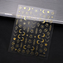 1pc 3D Gradient French Nail Stickers with Crown & Tassel Design Gold Silver Lines Self-Adhesive Nail Art Waterfall Manicure Foil (Online Order Only)