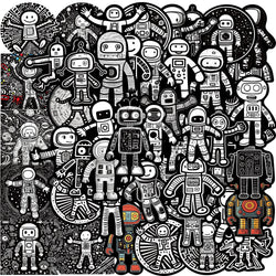 Astronaut Robot Sticker Pack: Phone, Laptop, Luggage, Skateboard Decals (Online Order Only)