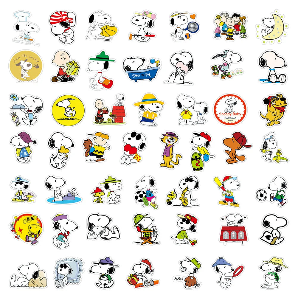 10/30/50PCS Cute Snoopy Stickers Comics Graffiti Sticker Cartoon Kids Toys Fridge Luggage Laptop Phone Guitar Skatboard Decals (ONLINE ORDER ONLY)
