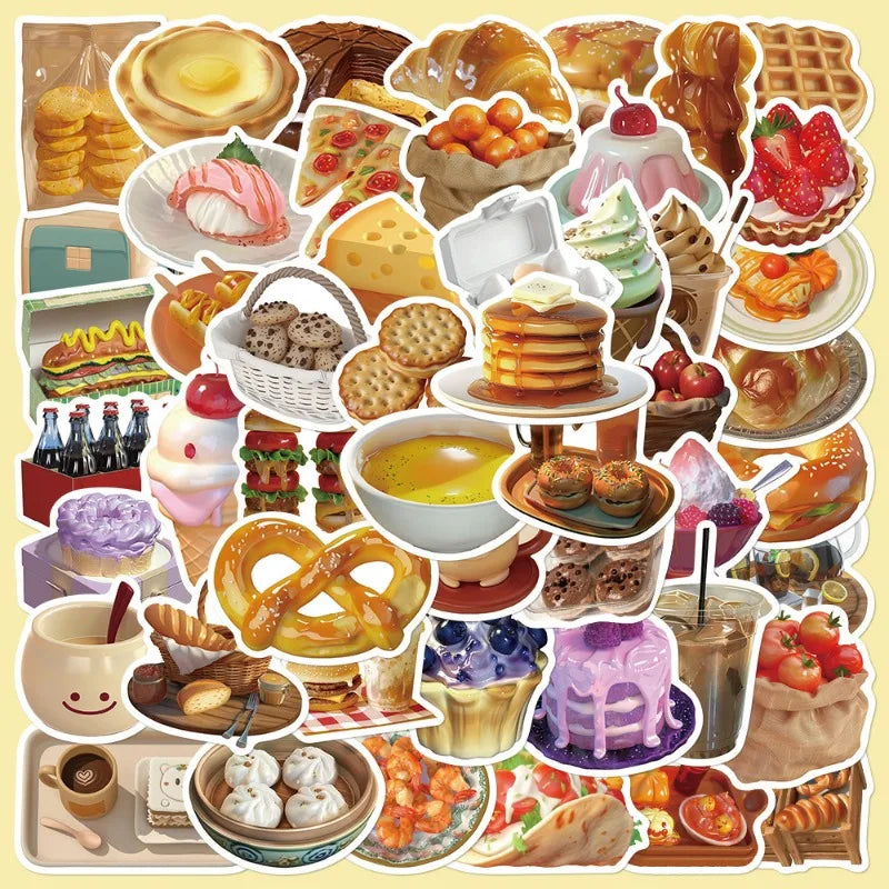 50pcs 3D Food Graffiti Stickers for Helmet, Wall, Desktop Decoration (ONLINE ORDER ONLY)