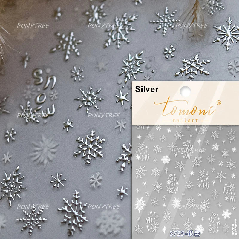 Snowflake Butterfly Rhinestone Shiny Totem Self Adhesive Nail Art Stickers Romantic Charm Chic Rose Flower Pearl Manicure Decals (ONLINE ORDER ONLY)