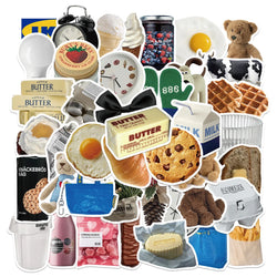 10/25/50pcs Ins Style Cute Stickers Cartoon Milk Food Decals DIY Fridge Phone Suitcase Laptop Notebook Car Wall Sticker Kids Toy (ONLINE ORDER ONLY)