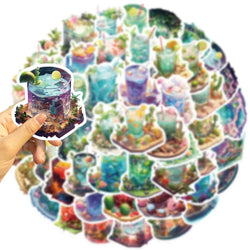 10/30/50pcs INS Cute Drink World Aesthetic Stickers Cartoon Art Decals Decoration DIY Fridge Suitcase Laptop Stationery Sticker (ONLINE ORDER ONLY)
