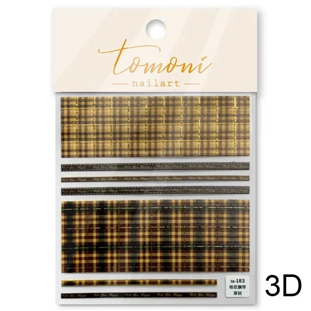 French Style Colorful Square Grid Rhombus Stripe Bowknot Line 3D Self Adhesive Nail Art Stickers Shiny Rhinestone Manicure Decal (Online Order Only)