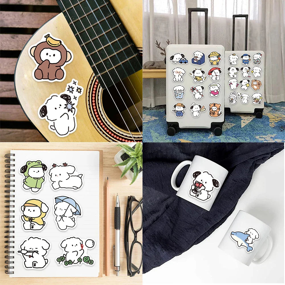 50PCS Kawaii yowoyowoo Sticker Puppy Dog Cute Cartoon Stickers Decals Phone Laptop Guitar Car Bottle Luggage Children Gift (Online Order Only)