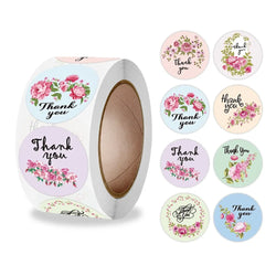 50-500pcs Flowers Thank You Stickers Heart Floral Seal Labels Cute Paper Stickers For Wedding Party Envelope Stationery Stickers (ONLINE ORDER ONLY)