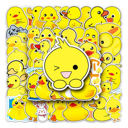 50Pcs Yellow Duck Cartoon Waterproof Vinyl Stickers for Skateboard Snowboard Decal (Online Order Only)