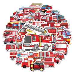 10/30/50/100PCS Cartoon Fire Engine Stickers Kids Decals Toy DIY Notebook Suitcase Phone Fridge Bike PVC Waterproof Sticker Gift (ONLINE ORDER ONLY)