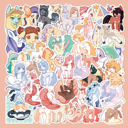 10/30/50PCS Fantasy Creature Cute Cartoon Pony Stickers Kawaii Animal Decals Kids Toy DIY Scrapbook Phone Fridge Laptop Bike Car (ONLINE ORDER ONLY)