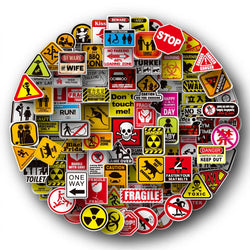 10/30/50/100pcs Funny and Serious Warning and Danger Sticker Packs (Online Order Only)
