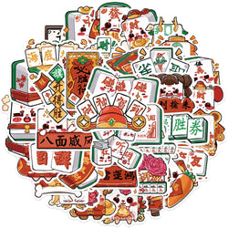 Cartoon Mahjong Stickers 10/30/50Pcs for Suitcase, Skateboard, Laptop, DIY Luggage, Fridge, Phone, Car (Online Order Only)