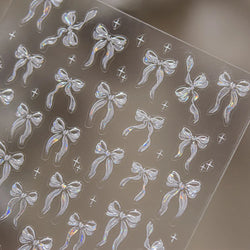 Delicate Jelly chic Bowknot Silk Ribbon Knot Star Shiny Dreamy Self Adhesive Nail Art Decorations Sticker Dressy Manicure Decals (ONLINE ORDER ONLY)