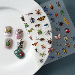 Chic Dragonfly Spider Insect Butterfly 3D Self Adhesive Nail Art Decoration Sticker Heart Puppy Flower Manicure Decal Y2K Flower (ONLINE ORDER ONLY)