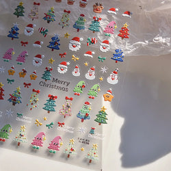 Black White Christmas Tree Snowflake Bowknot Snowman Socks Star Santa Hat Deer Rhinestone Winter Nail Art Sticker Manicure Decal (Online Order Only)