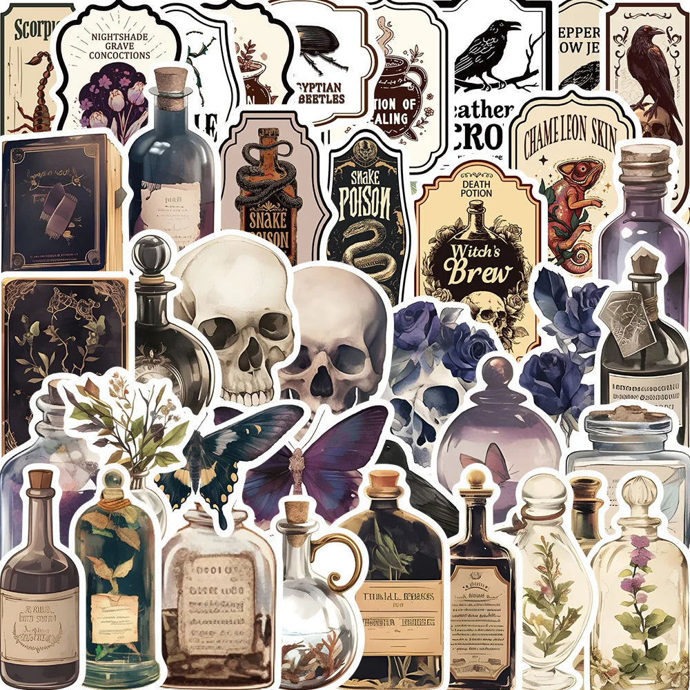 50PCS Cool Gothic Graffiti Skull Stickers Decals Kids Toy DIY Diary Suitcase Scrapbook Phone Laptop Bike Sticker (ONLINE ORDER ONLY)