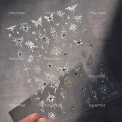 Shiny Butterfly Lace Line Bowknot Silk Ribbon Star Love Heart Fantasy Delicate Chic Adhesive Nail Art Stickers Manicure Decals (Online Order Only)
