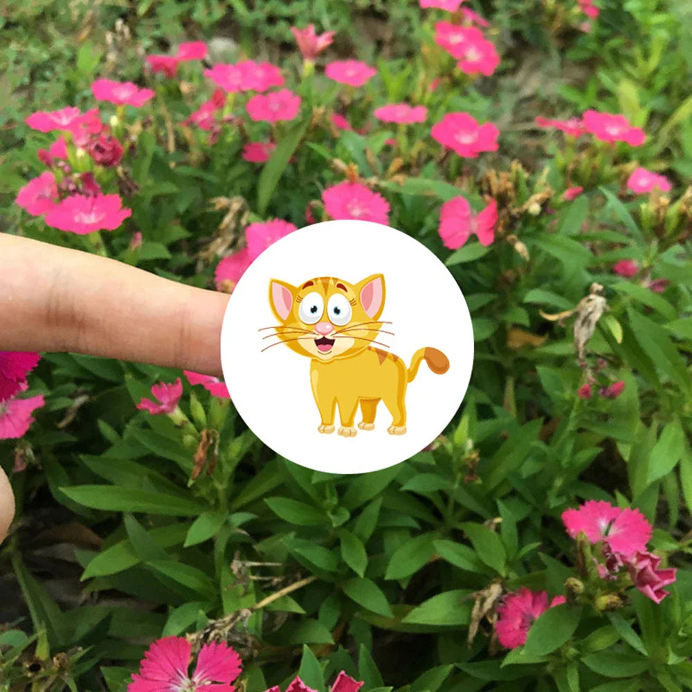 100-500pcs Round Cartoon Animal stickers for kids Teacher Reward Encourage Sticker Office Stationery for Children 1inch (Online Order Only)
