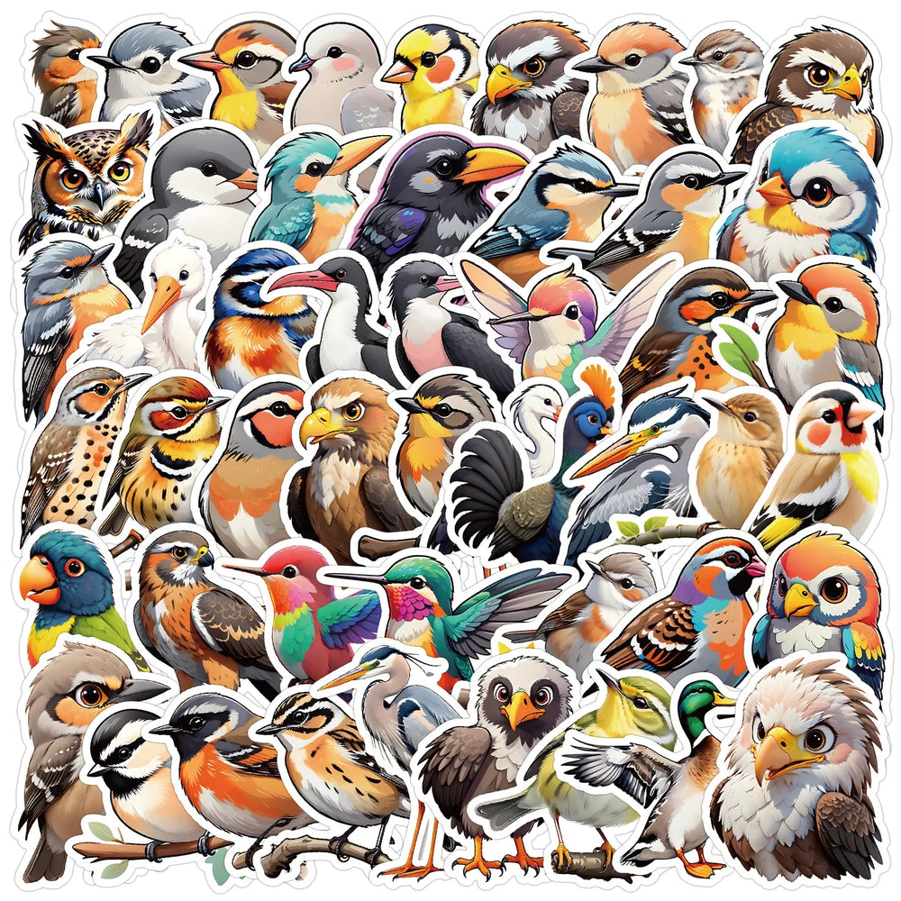 50pcs Cute Bird Cartoon Stickers for Helmet, Wall, DIY Decoration (ONLINE ORDER ONLY)