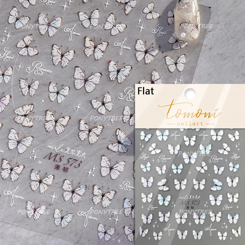Steam Punk Butterfly Gear Green Star Gold Stamping Self Adhesive Nail Art Decoration Stickers Illusion Polarized Manicure Decals (ONLINE ORDER ONLY)