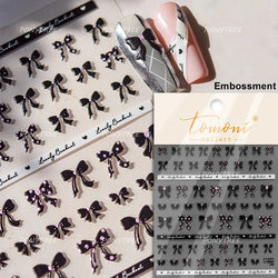 Black Rabbit Bunny Ribbon Bowknot Flower Cake Daisy Dessert Knife Fork Butterfly Self Adhesive Nail Art Stickers Manicure Decals (ONLINE ORDER ONLY)