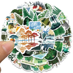 50pcs Outdoor Forest Trees Stickers Vinyl Waterproof For Laptop Guitar Luggage Bike Notebook Scrapbook Stickers Decals (ONLINE ORDER ONLY)