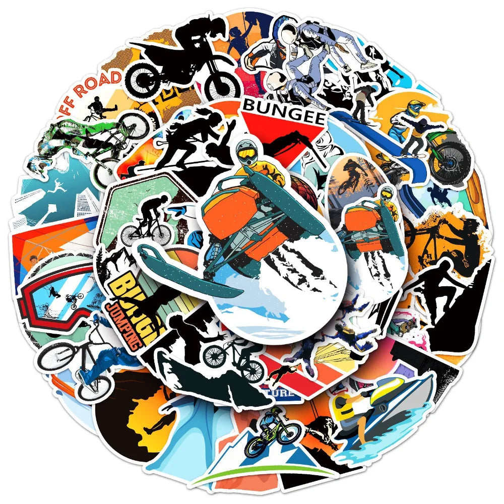 50Pcs Extreme Sport Sticker Graffiti Adventure Boys Skateboard For Case Laptop Car Bike Helmet Motocross Decal Stickers (ONLINE ORDER ONLY)