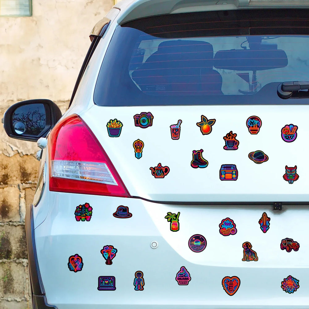 10/30/50PCS Fresh Neon PVC Sticker Aesthetic DIY Decoration Scrapbooking Children's Korean Stationery School Supplies for Kids (ONLINE ORDER ONLY)