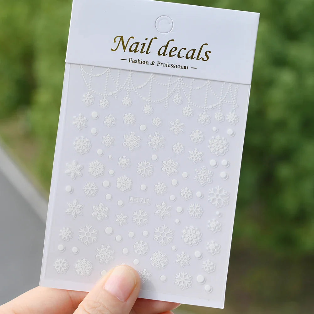 1PCS Laser Gold Snowflake Christmas Tree Nail Sticker 3D Adhesive Nail Decals Nail Art Accessories New Christmas Decoration 2024 (ONLINE ORDER ONLY)