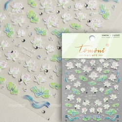 Orchid Daisy Chrysanthemum Peach Blossom Lotus Flower Vase Floral Art Fan Wintersweet Adhesive Nail Art Stickers Manicure Decals (Online Order Only)