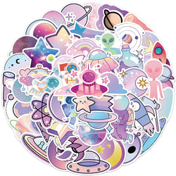 Gradient Cartoon Planet Astronaut Alien Stickers Decals Kids DIY Suitcase Scrapbook (ONLINE ORDER ONLY)
