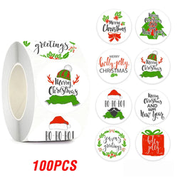 100-500pcs Merry Christmas Gift Box Decoration Seal Sticker Home Party Supplies Envelope Label Scrapbook Stickers (ONLINE ORDER ONLY)