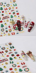 Snowman Apple Stars Gift Bell Snowflake Christmas Tree 3D Jelly Self Adhesive Nail Art Stickers Santa Claus Xmas Manicure Decals (ONLINE ORDER ONLY)